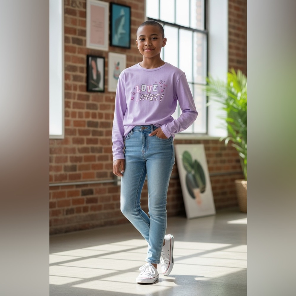 Purple Kids Shirt with Love Print